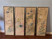 Vintage Chinese 4 Large Framed Wall Hanging Prints