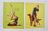 (2) 1940's Gil Elvgren Pinup Girl Litho Prints