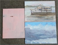 Lot of 3 oil on board paintings