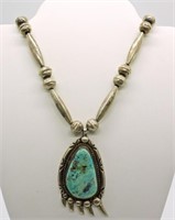 Vintage 925 Navajo Bear Claw Necklace