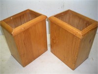 2 Wood Waste Baskets, 12 inches Tall
