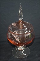 Pink Elegant Glass Lidded Bonbon