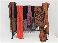 6 SCARVES/SHAWLS - 5 ARE PASHMINA - APPROX 6 FEET