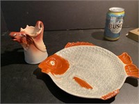 Holland fish plate and Czechoslovakia moose cream
