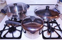 Revere Ware stainless: 6 qt. stock pot w/ glass