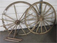 Lot Of 2 Vintage Wood Wagon Wheels