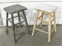 Lot Of 2 Rustic Stools - 23.5" Seat Height
