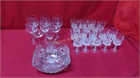 Crystal Stemware Wine Glasses & Bowl