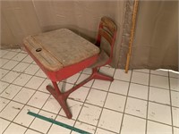 Child's school desk and chair