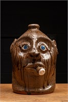 Glazeware Face Jug with Cigar by Mike Craven