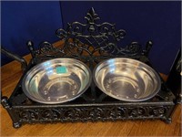 Decorative Double Dog Feeding Dish and Decorative