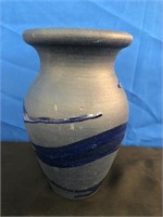 Vintage Signed Blue Glaze Pottery Vase