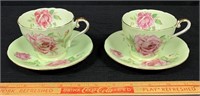 LOVELY PAIR OF AYNSLEY CABBAGE ROSE CUPS &
