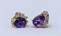 14k Amethyst & Diamond Earrings