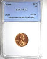 1957-D Cent MS67+ RD LISTS $4500