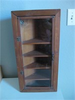 9.5"x 5"x 19.5" Antique Wood Corner Curio Shelf