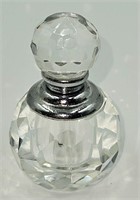 Miniature Diamond Cut Perfume Bottle Clear Glass