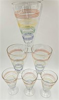 6 Thin Band Cocktail Glasses Anchor Hocking 1930s