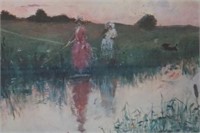 John Ferrier Impressionist Victorian Print Fishing