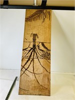 Wooden carved and painted palm tree decor