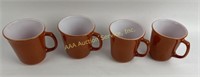 1970s Pyrex Orange milk glass mugs (4)