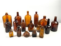 Group of Deep Amber Glass Bottles