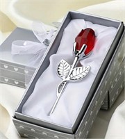 Red crystal like shirt pin rose with box