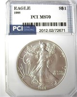 1988 Silver Eagle PCI MS70