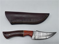 Full Tang Damascus Steel Knife w/ Leather Sheath