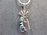 N/A S.S. Inlay Kokopelli Necklace & Pendaant