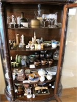 Contents of china cabinet- 5 shelves include: