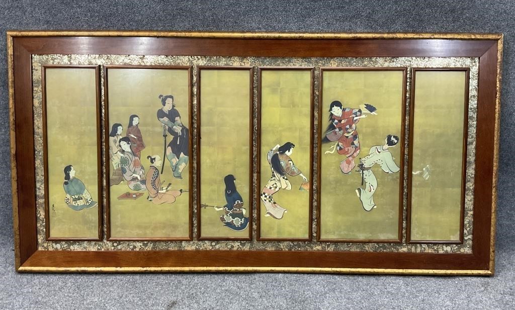 Large Oriental 6 Panel Screen Wall Art