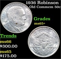 1936 Robinson Old Commem Half Dollar 50c Grades GE