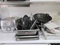 Stainless Pana, stock pot, skillets w/ lids and
