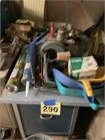 Metal, work table and contents
Shelf, brackets,