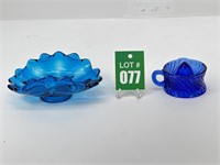 Cobalt Blue Juicer and Handblown Glass Candy Dish