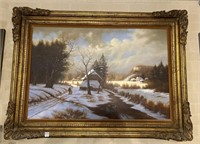 Oil painting by Bill Boswell in ornate frame,