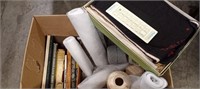 Box Of Assorted Sewing Books And Supplies