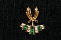 14kt yg Emerald & Diamond Pendant