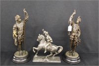3pc. Spelter Statues 16" & 10" T