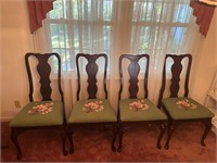 4 Needlepoint Cushioned Chairs