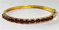 Sterling Vermeil Bohemian Garnet Hinged Bracelet