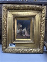 Antique oil on board in antique frame