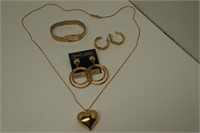 Cosmetic Necklace, Watch, and 2 Earring Sets