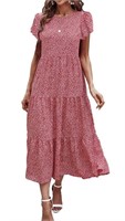 P240  Fantaslook Summer Floral Midi Dress, XL