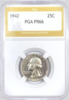 1942 Washington 25C Silver Coin PR-66