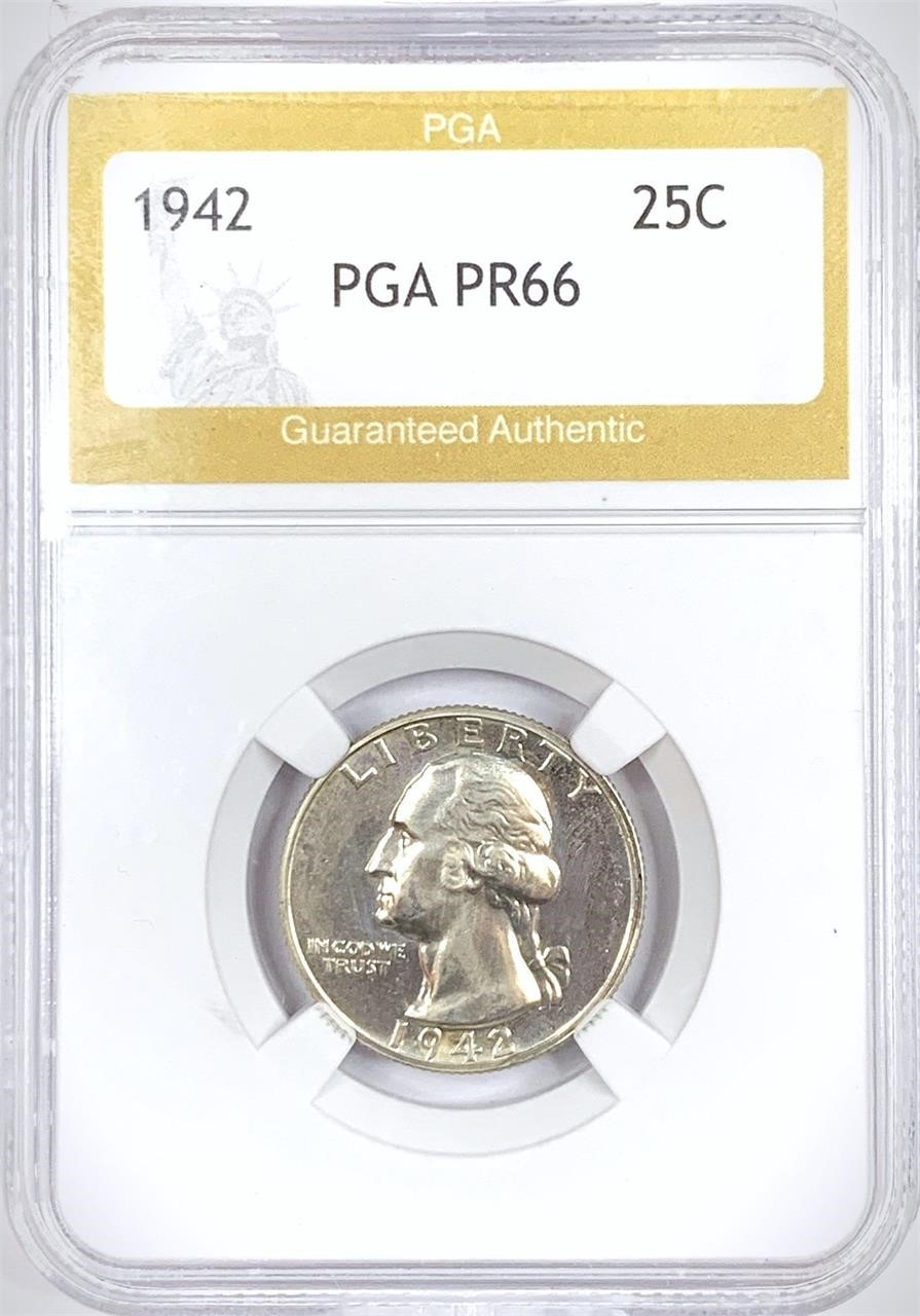 1942 Washington 25C Silver Coin PR-66