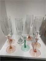 Vintage Colored Stem Champagne Flutes  k