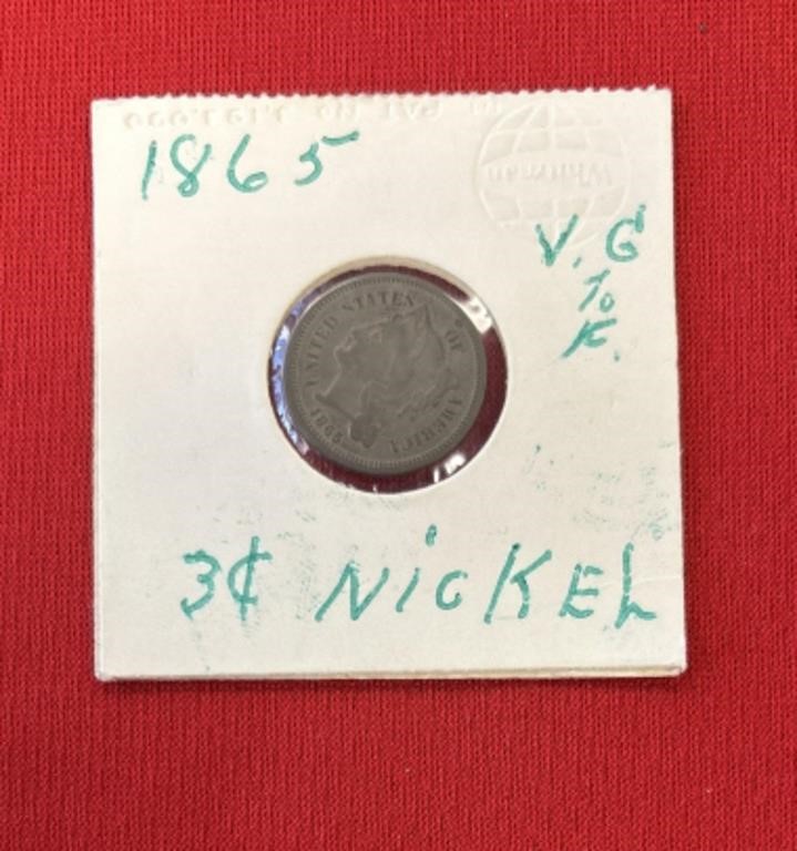 1865 CIVIL WAR 3 CENT PIECE