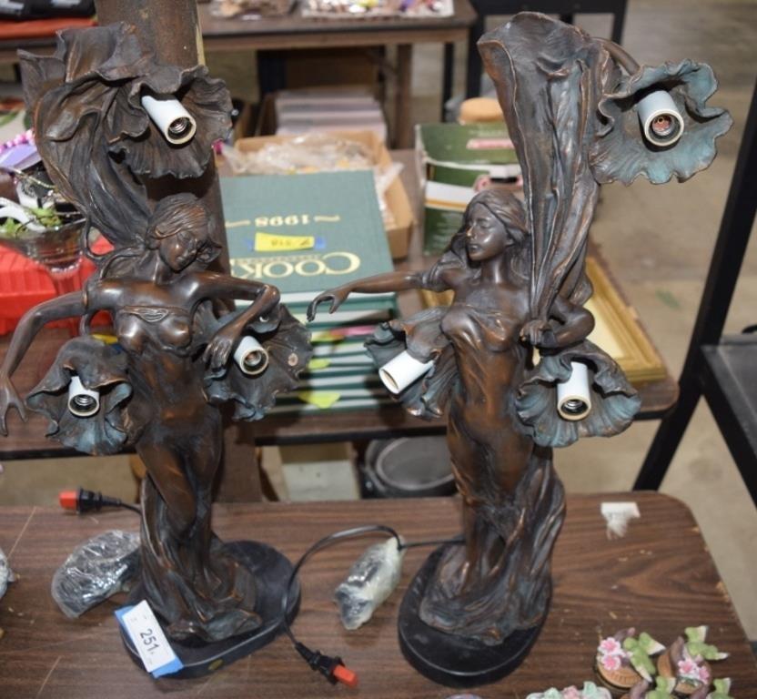 Pair of New Heavy Bronze Looking Table Lamps